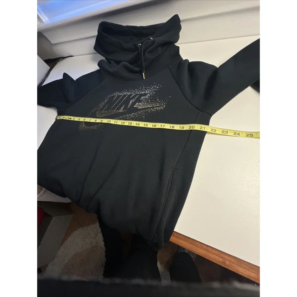 Nike AQ7107 010 Black Funnel‎ Neck Women's Size M Pullover Hoodie Sweatshirt